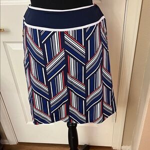 Tail Navy and White Geometric A-Line Skirt